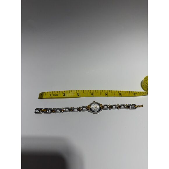 Ladies Fossil F2 Silver Gold Tone Link Band Bracelet Analog Watch Working - Picture 2 of 5